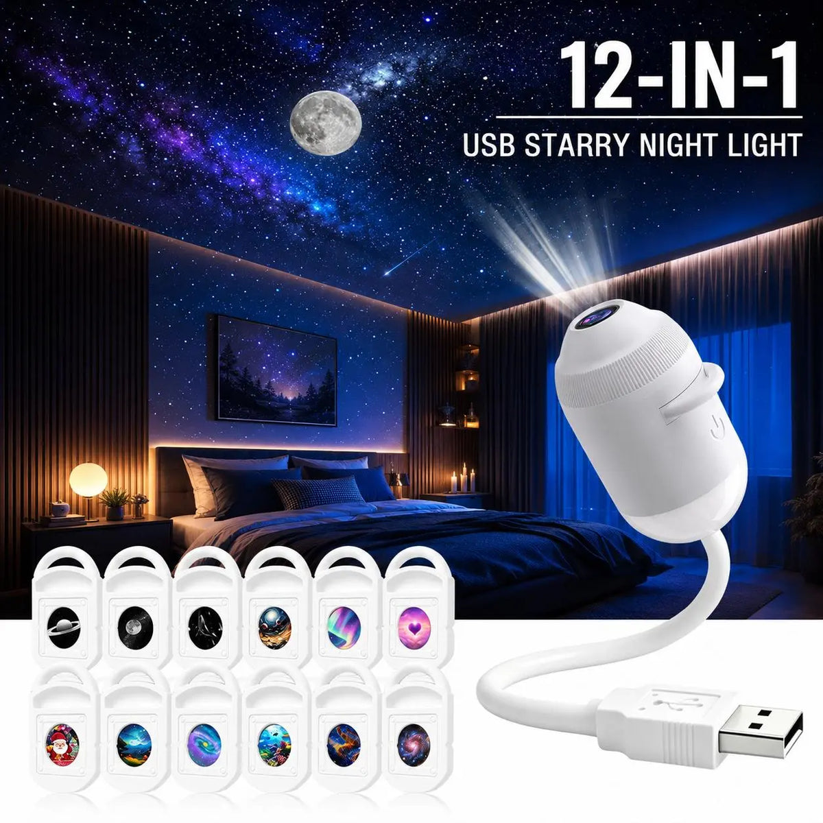 USB Star Sky Projector Lamp, Mini Galaxy Bedroom Night Light ✨
