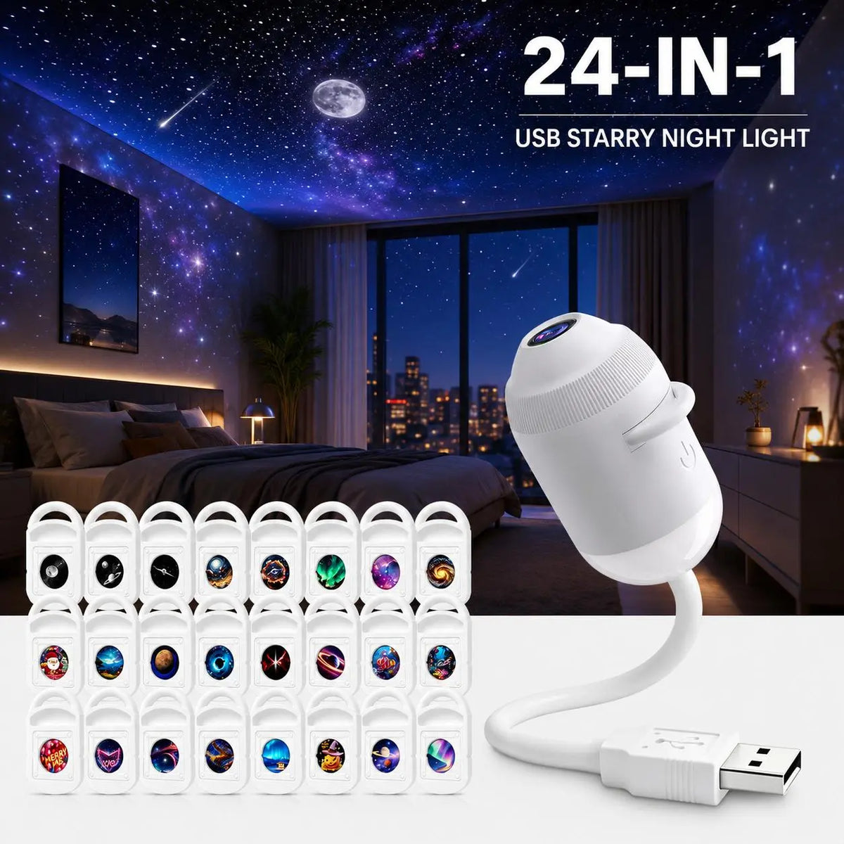 USB Star Sky Projector Lamp, Mini Galaxy Bedroom Night Light ✨