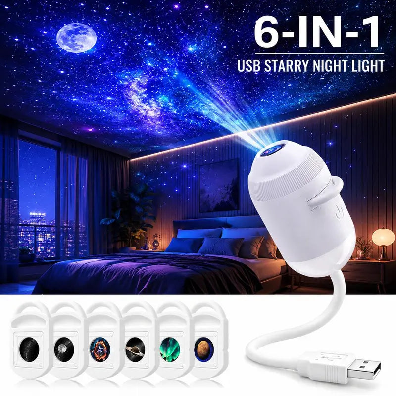 USB Star Sky Projector Lamp, Mini Galaxy Bedroom Night Light ✨