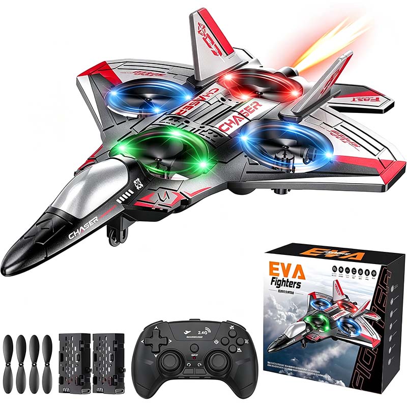 [# rc aircraft]Colorful LED Stunt Fighter Jet Drone ✈️